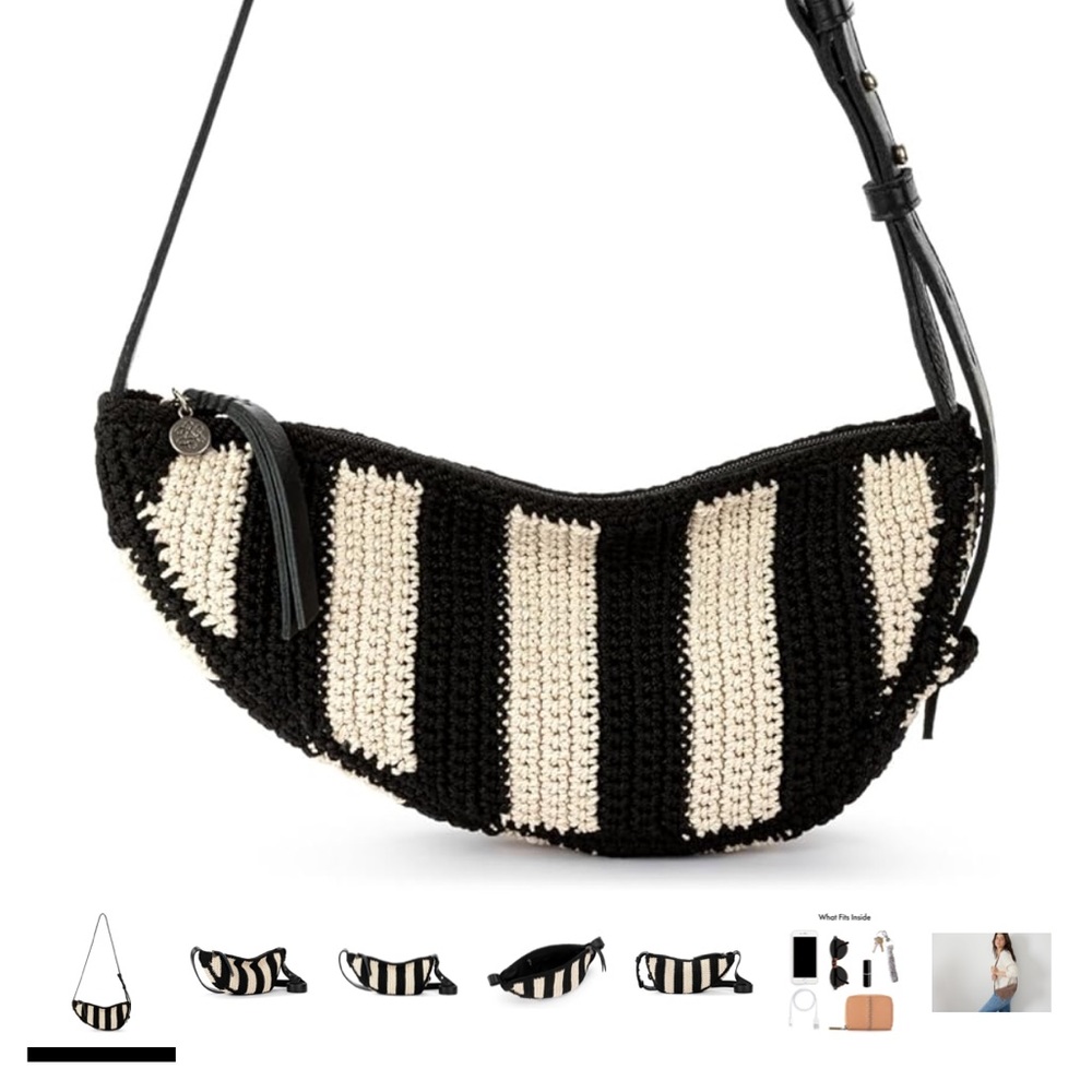 The Sak Black and Cream Crossbody Bag with Geometric Design- New w/No Tags